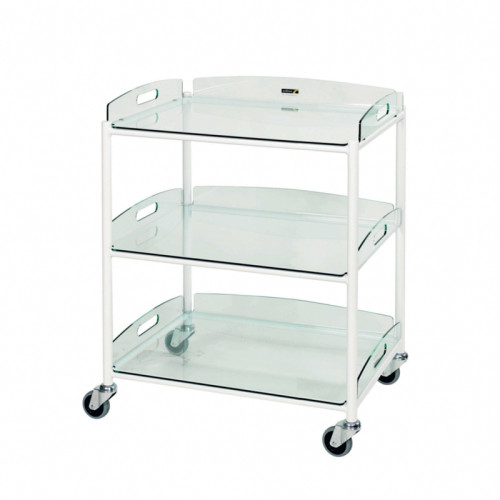 Medical Dressing Trolley 66cm with 3 'Glass' Trays