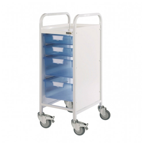 Vista 30 Trolley with 2 Single Depth Trays & 2 Double Depth Trays - Blue Trays