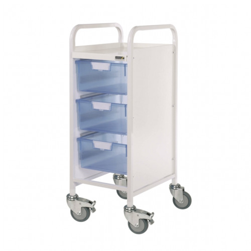 Vista 30 Trolley with 3 Double Depth Trays - Blue Trays