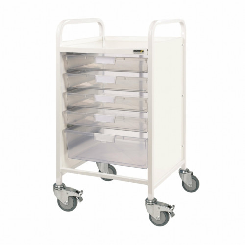 Vista 50 Trolley - 4 Single/1 Double Depth Tray - Clear Trays