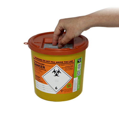 Sharps Bin Container 2.5ltr - Orange Lid