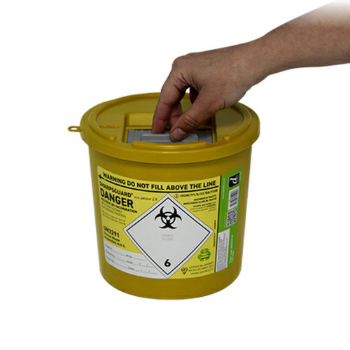 Sharps Bin Container 2.5ltr - Yellow Lid