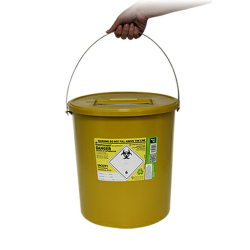 Sharps Bin Container 22ltr - Yellow Lid