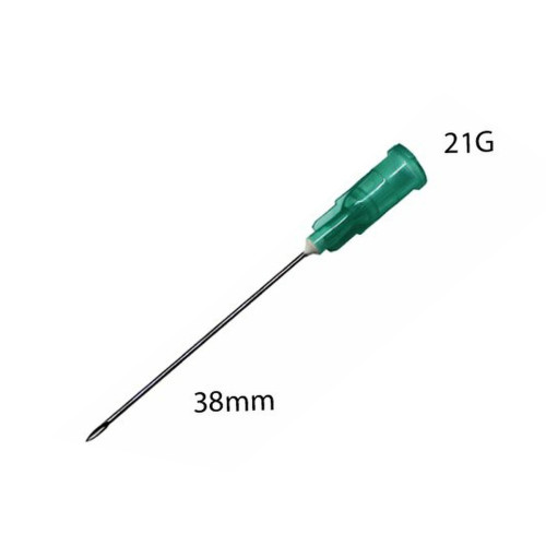 Hypodermic Needle - Green - 21g x 38mm x 100