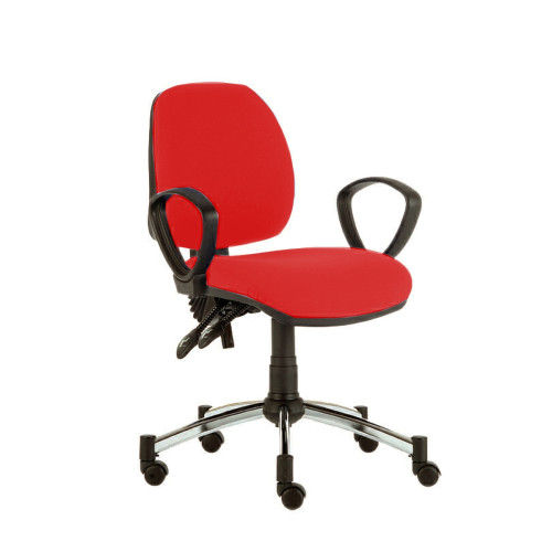 Solitaire (Mid Back) Consultation Chair with Arms and Chrome Base - Inter/Vene Anti-bacterial Fabric - Red