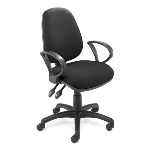 Gas Lift Chair with Arms - InterVene Anti-bacterial Fabric - Black