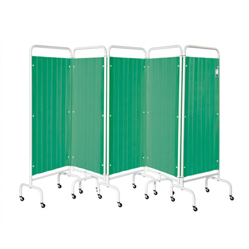 Sunflower Five Panel Screen with Disposable Curtains - Forest Green