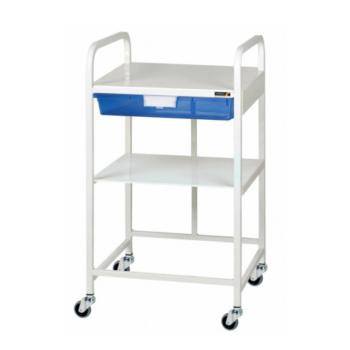 Vista 10 Economy Trolley - 1 Clear Tray & 1 Shelf - Blue Tray