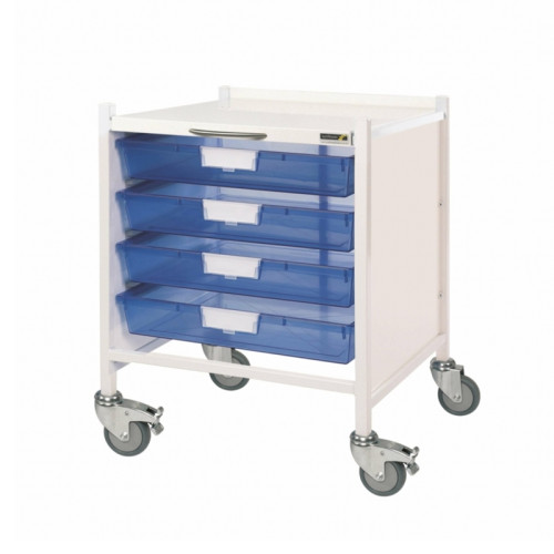 Vista 15 Trolley - 4 Single Depth Trays - Blue Trays