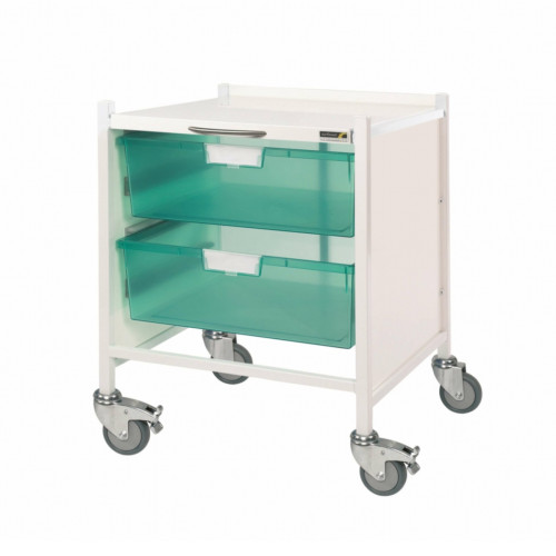 Vista 15 Trolley - 2 Double Depth Trays - Green Trays