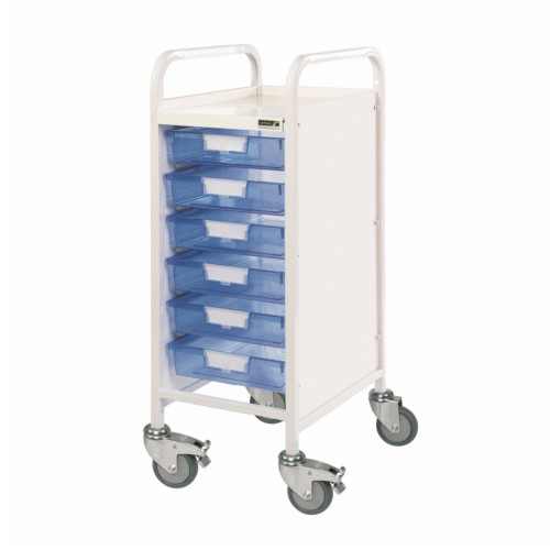 Vista 30 Trolley with 6 Single Depth Trays - Blue Trays