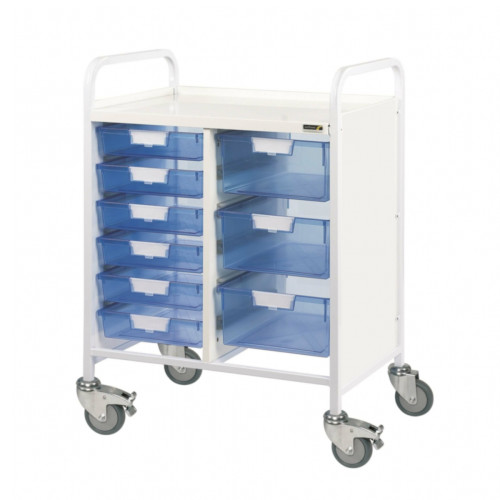 Vista 60 Trolley - 6 Single/3 Double Depth Trays - Blue Trays