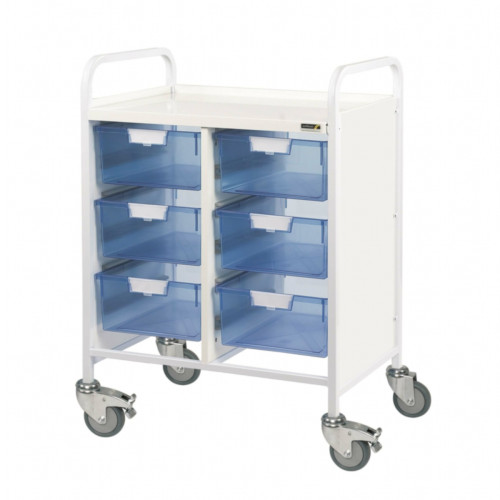 Vista 60 Trolley - 6 Double Depth Trays - Blue Trays