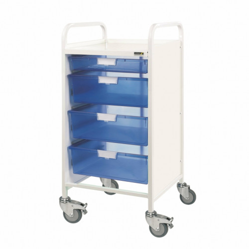 Vista 55 Trolley - 1 Single/3 Double Depth Trays - Blue Trays