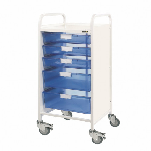 Vista 55 Trolley - 3 Single/2 Double Depth Trays - Blue Trays