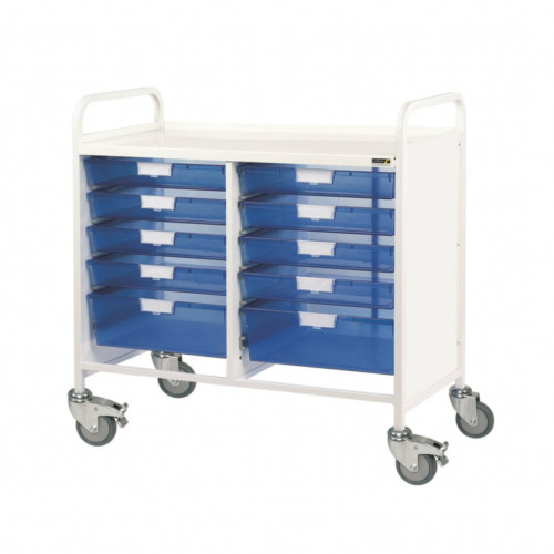 Vista 100 Trolley - 8 Single/2 Double Depth Trays - Blue Trays