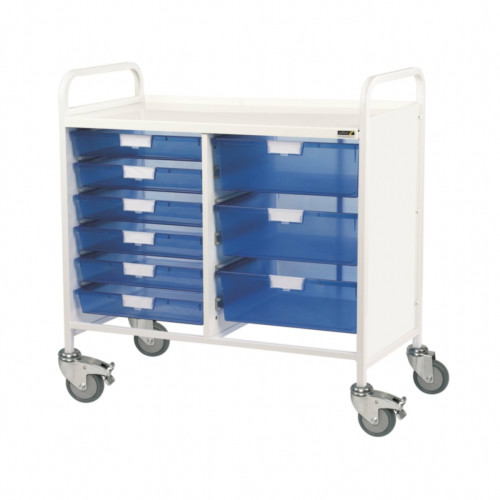 Vista 100 Trolley - 6 Single/3 Double Depth Trays - Blue Trays