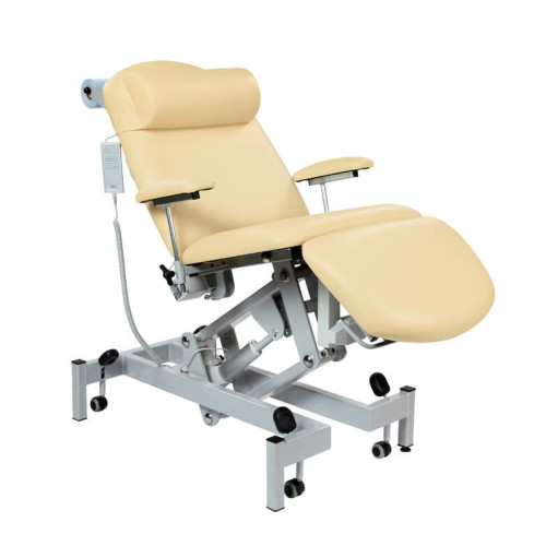 Fusion Treatment Chair with Single Foot Section - Electric Height and Back with Tilting Seat - Beige