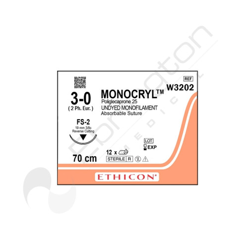 Monocryl Sutures W3202 x 12