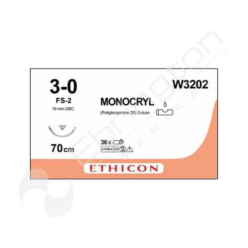 Monocryl Sutures W3202 x 12