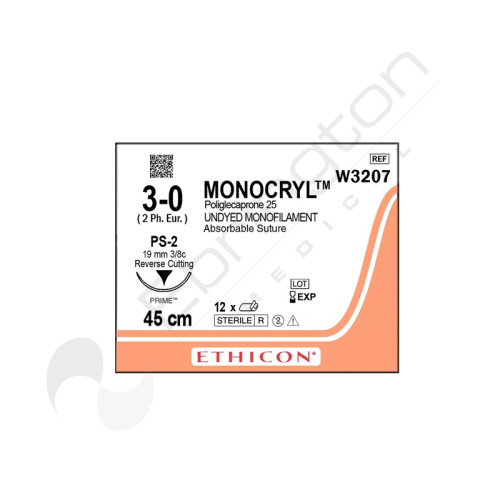 Monocryl Sutures W3207 x 12