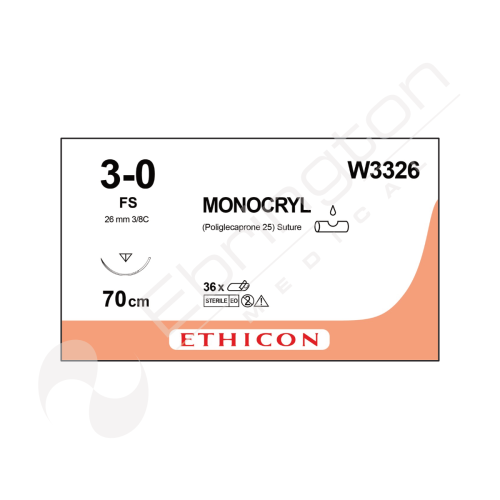 Monocryl Sutures W3326 x 12